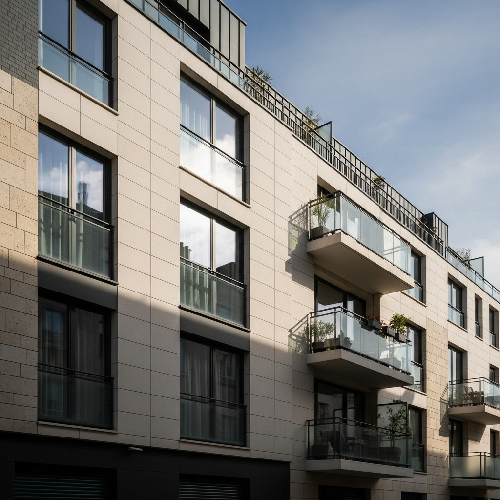 Facade of a new residential building in France